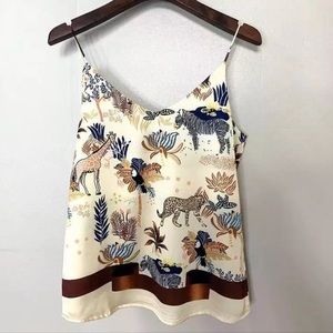 Tank top tropical animal print black cream